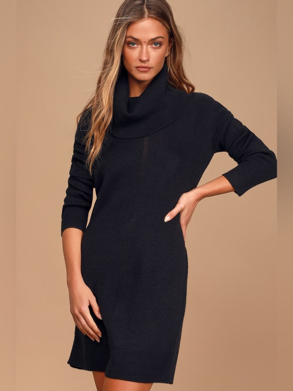 Lulu's Black Tea Reader Black Sweater Dress Size Small - C77-016